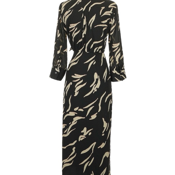 Donna morgan Elegant Black and Cream Wrap Dress - Picture 2 of 4